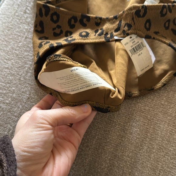 Aerie Ribbed Texture Full Coverage Bikini Bottom Brown Cheetah Small - Picture 4 of 4